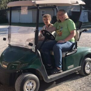 Giving a ride on the golf cart