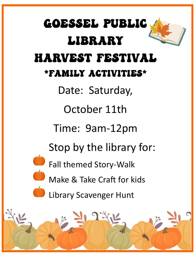 Harvest Festival Saturday, October 11, 9 to 12