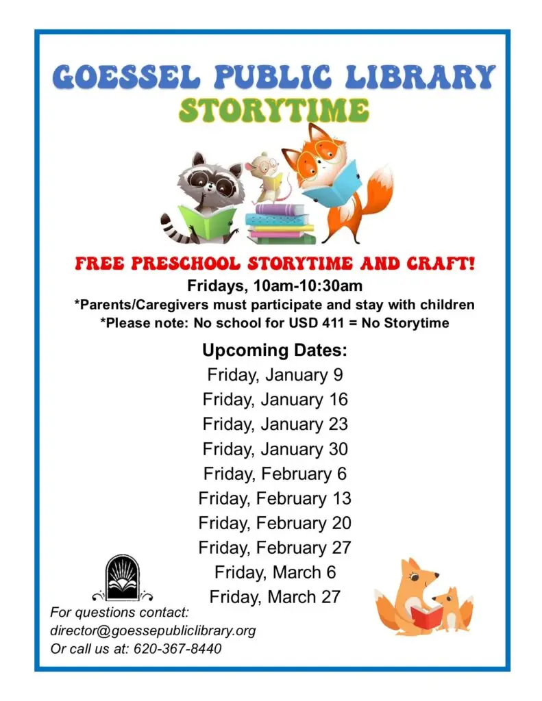 Free story time and craft dates in 2026