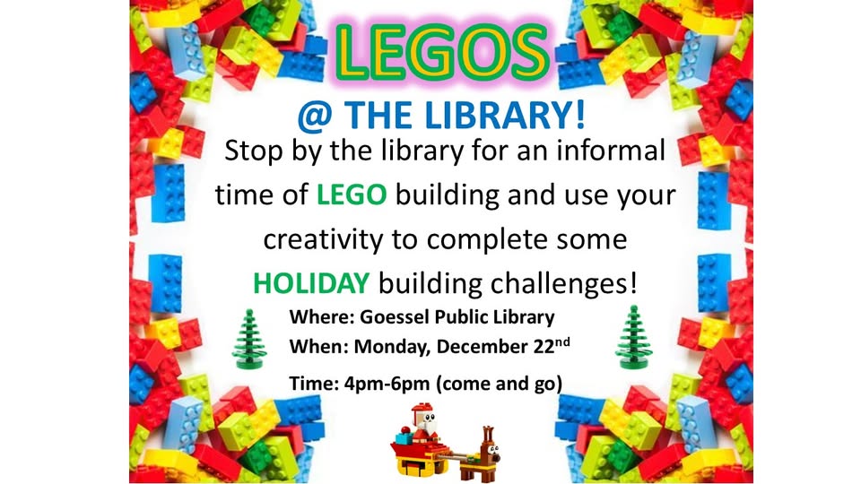 Lego Night December 22, 2025 4-6 pm