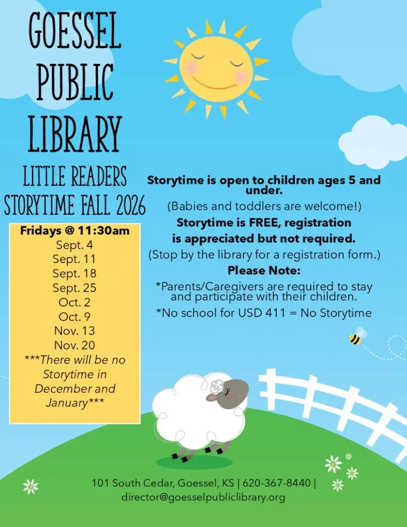 Little Readers Storytime, Fridays, Sept to Nov, 11:30 am